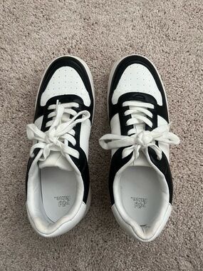 White and Black Low-Top Sneakers